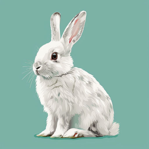 Realistic illustration of a cute bunny on turquoise background