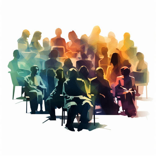 Audience clipart in the style of Chiaroscuro Art, on a white background