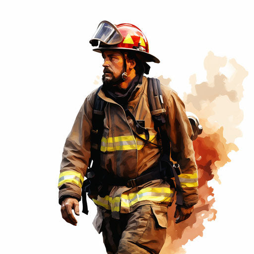 Fireman clipart in the style of Oil painting