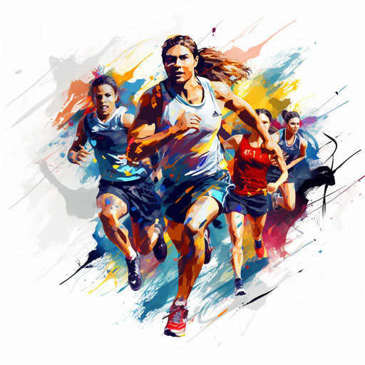 Sports day clipart in Chiaroscuro Art style, on white background
