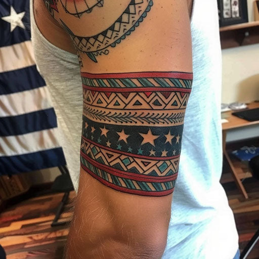Traditional American armband tattoo Ed Hardy style arm
