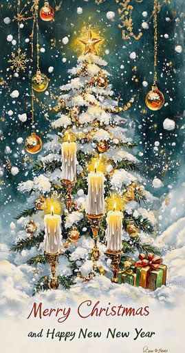 Colorful Merry Christmas And Happy New Year Caricature Clipart Art