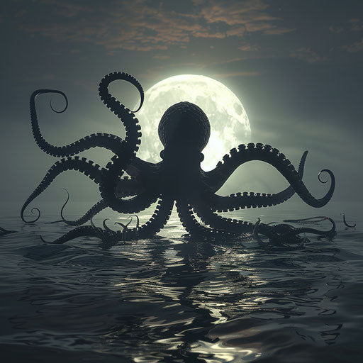 Octopus under moonlight in water