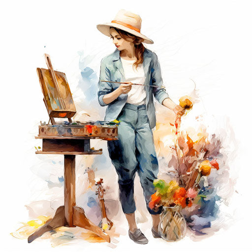 Hobbies clipart in Oil painting style on white background