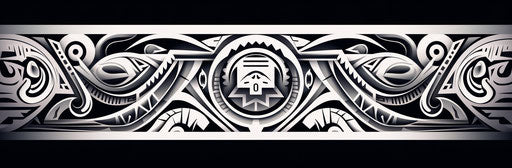 Black and white ornamental pattern, afrofuturism style, tonga art