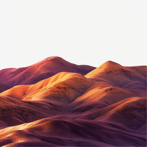 Hyper-realistic hill clipart on flat white background, high detail and vibrant colors