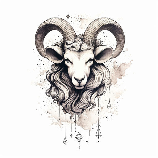 Aries tattoo as symbol on white background