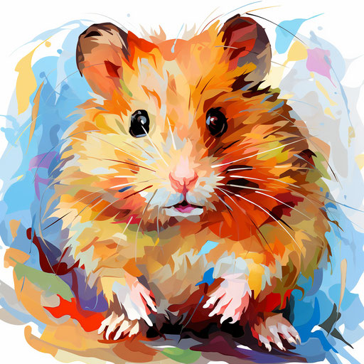 Hamster clipart in the style of Impressionistic Art, on a white background