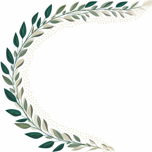 Minimalist style leaf border clipart on white background