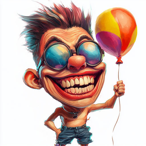 Humorous caricature of a communication image with exaggerated human characteristics