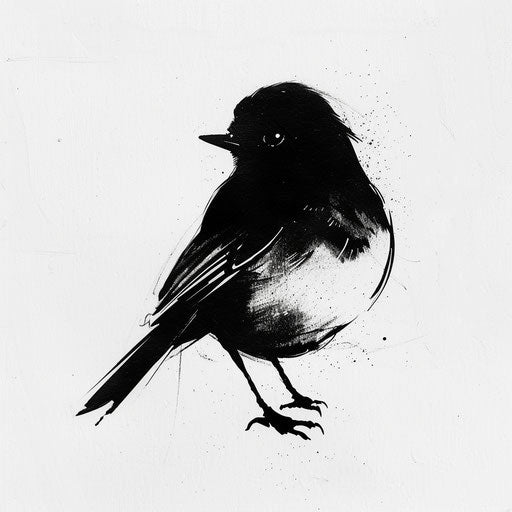 Contemporary flat tattoo sketch of a robin silhouette