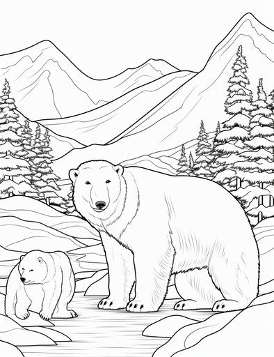 Beautiful printable color sheets of polar bear coloring pages