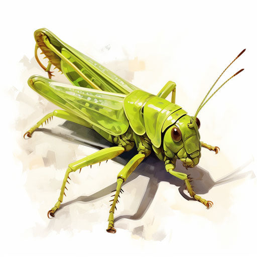Grasshopper in the style of Oil painting, on white background