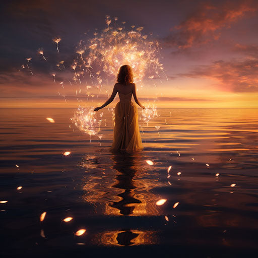 Beautiful WhatsApp DP of woman near lake with dandelion