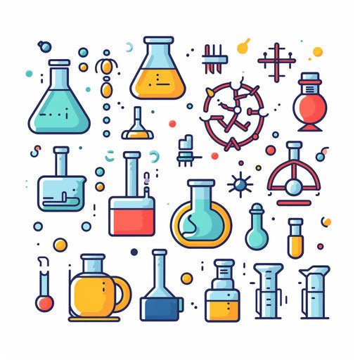 Chemistry clipart in Minimalist style, on white background