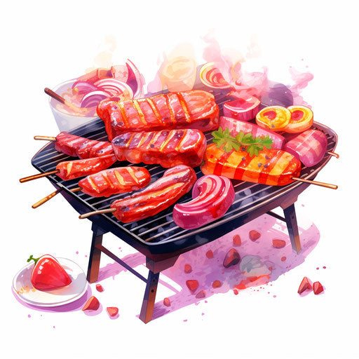 Barbecue illustration in the style of Pastel Colors Art