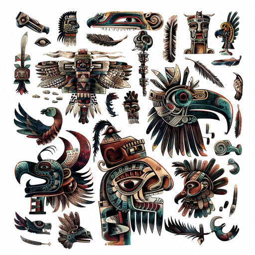 Ancient Mayan symbols tattoo collage