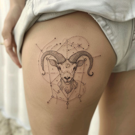 Minimalist sketch of the Aries constellation tattoo