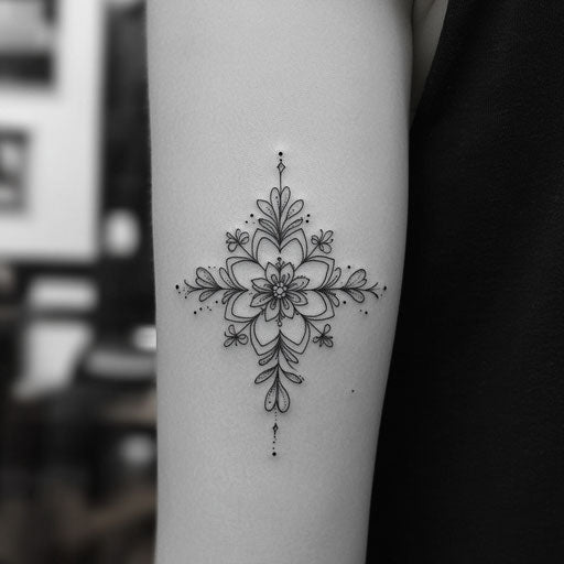 Feminine tattoos with a delicate floral mandala