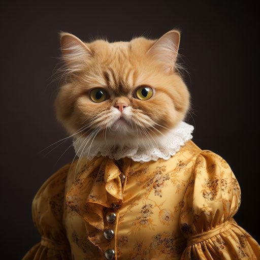 Exotic shorthair cat dressed as a woman