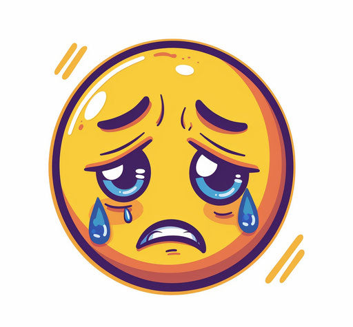 Crying emoji on white background, clip art style, high resolution, cute and adorable