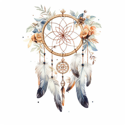 Black and white dream catcher on white background