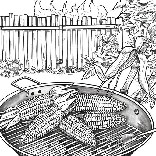 Grilled corn on a barbecue