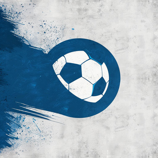 White and blue football logo design with minimalist background