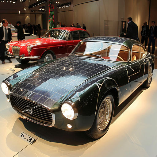 Eco-friendly car with solar panels and green technology