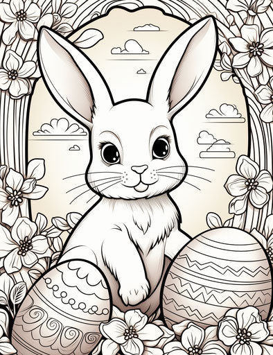 Cute Easter bunny coloring pages, organic forms, contest winner, high resolution