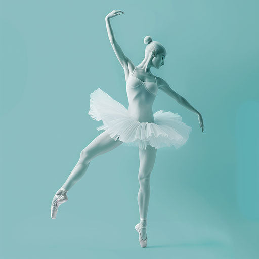 Realistic ballet on flat serene aqua background
