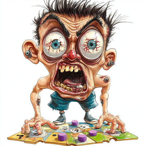 Humorous caricature of a board games clipart with human traits
