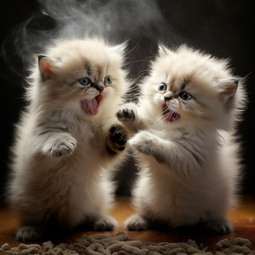 Himalayan cat kittens playing