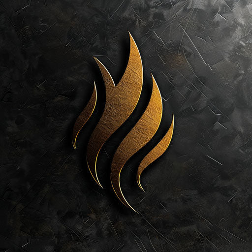 Modern logo in gold and black on metallic background