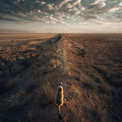 Aerial view of a meerkat scanning the horizon