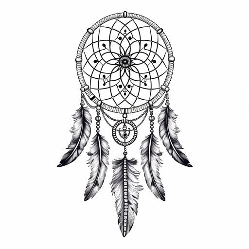 Black and white dream catcher, free vector illustration