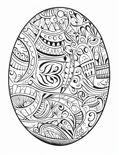Easter egg in black and white, organic shapes style