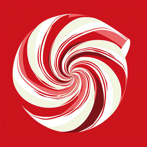 Lively red and white candy cane spiral, flat tattoo sketch