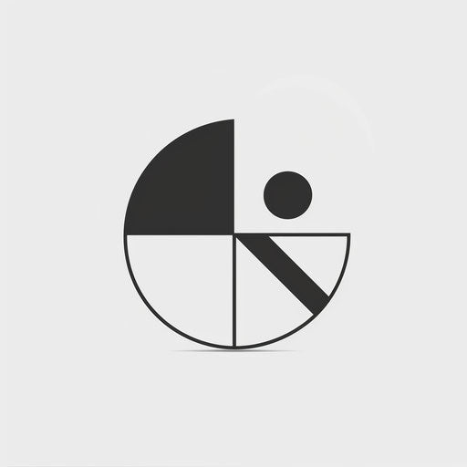 Minimalist business logo with a geometric icon and clean typography, in black and white