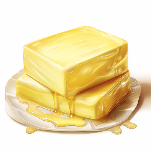 Butter clipart in the style of Oil painting, on a white background
