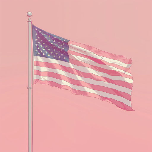 Realistic flag clipart on flat dusky rose background