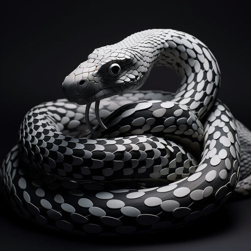 The snake in an abstract design, repetitive dotwork style