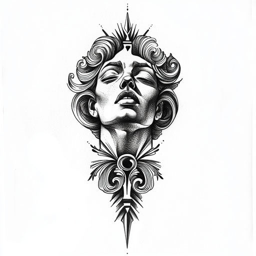 Beautiful flat tattoo sketch of constantine tattoo