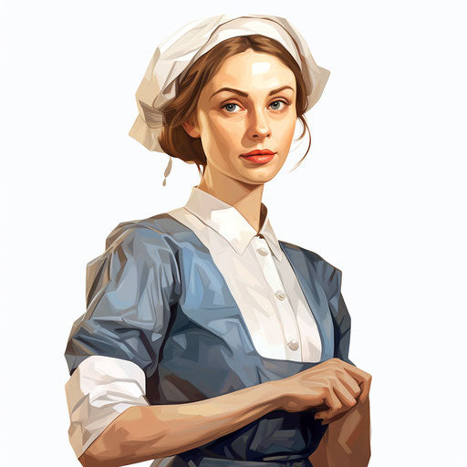 Nurse illustration, Oil painting style, white background