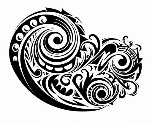 Maori tattoo tribal symbols black-white modern detailed art