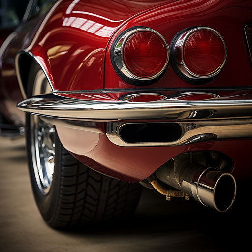 Jaguar E Type car with larger exhausts