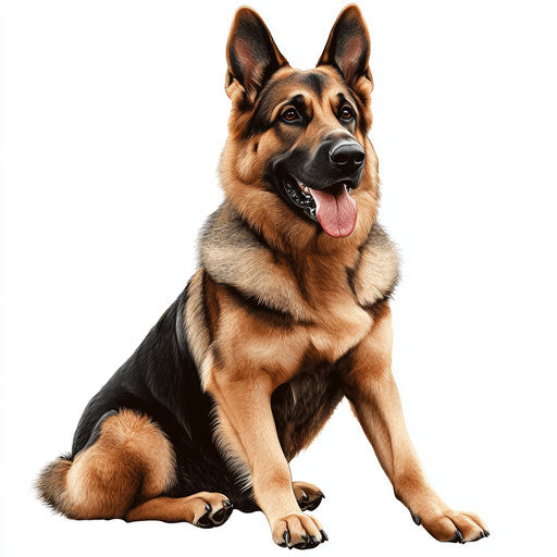 3D german shepherd on flat white background