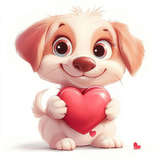 Adorable puppy with heart, Valentine's Day-inspired clipart