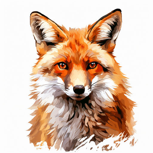 Fox clipart in the style of Oil painting, on a white background