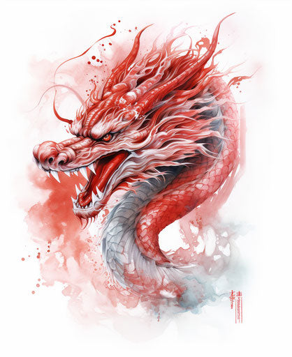 Light red Chinese dragon tattoo, psychological symbolism